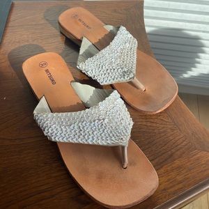 Cream Sequin Sandals